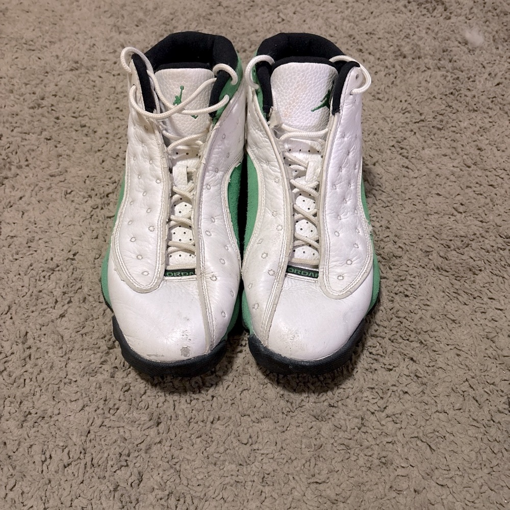 Green and White High-Top Sneakers with Supportive Structure